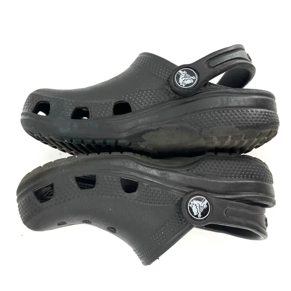 Crocs kids black rubber slip on‎ slingback clogs (9)